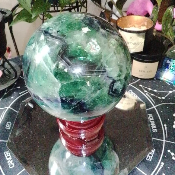 7.1 LB HUGE Druzy Statement Fluorite Crystal Ball Sphere Mineral & Many Rainbows - Picture 9 of 13